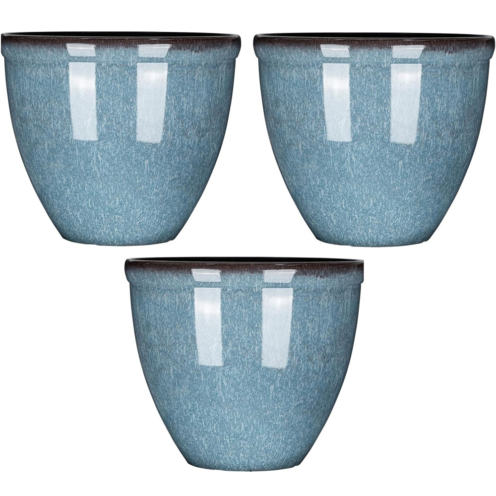 Garden Gear Glazed Effect Planter 39.5cm 3 Pack Image 1