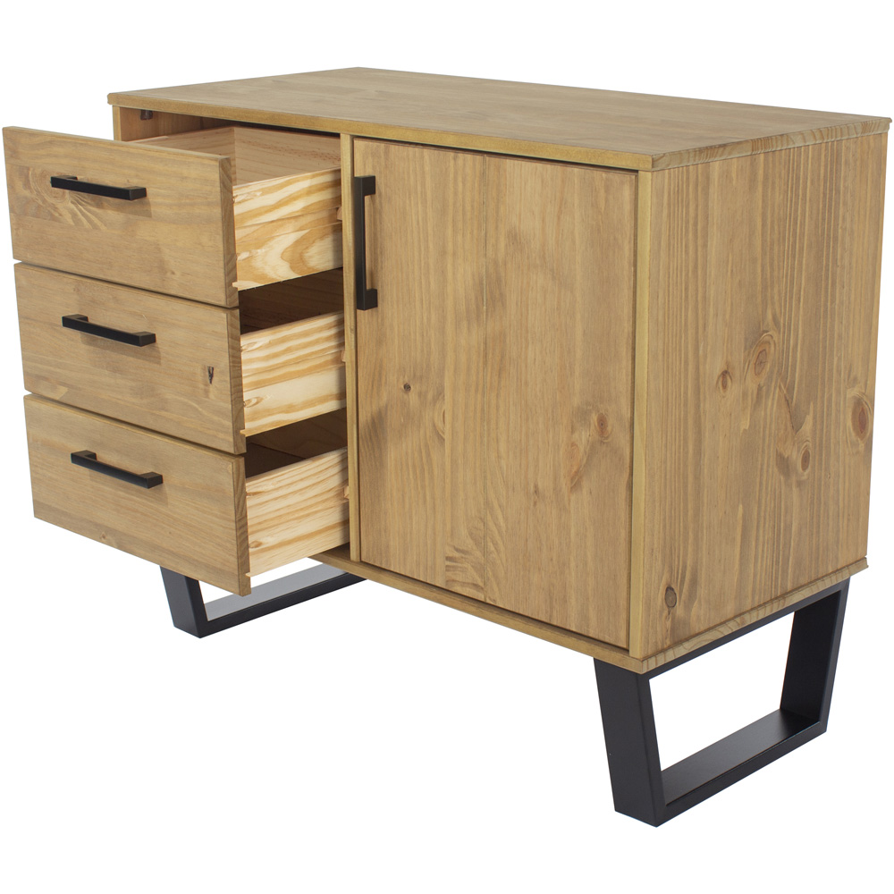 Core Products Texas Single Door 3 Drawers Antique Wax Pine Small Sideboard Image 5