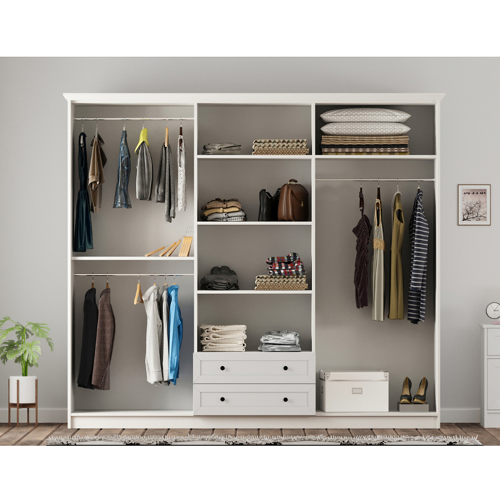 Evu DAISY XL 6 Door 2 Drawer White Wardrobe Image 6