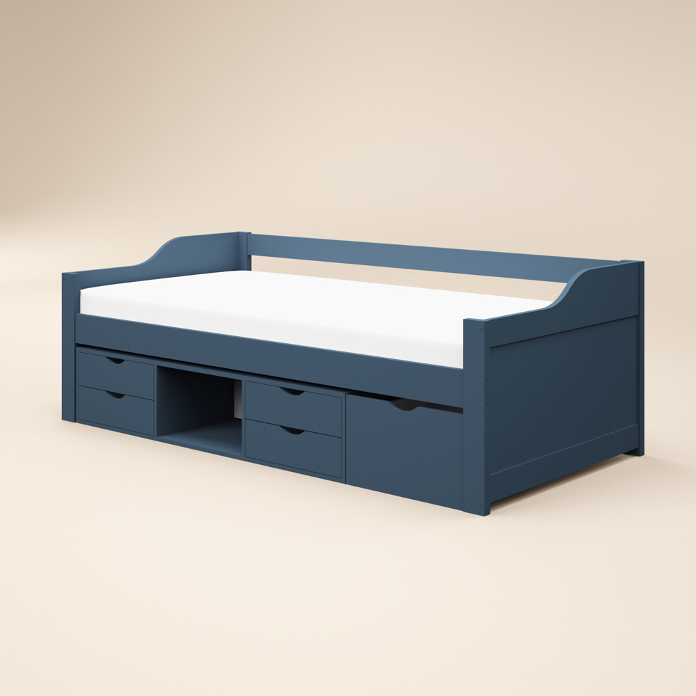 Flair Blair Single Blue Storage Low Sleeper Bed Image 2