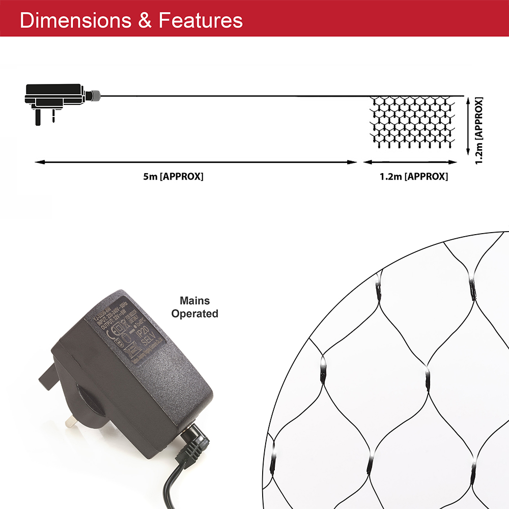 The Christmas Workshop 108 White LED Net Static Light Image 7