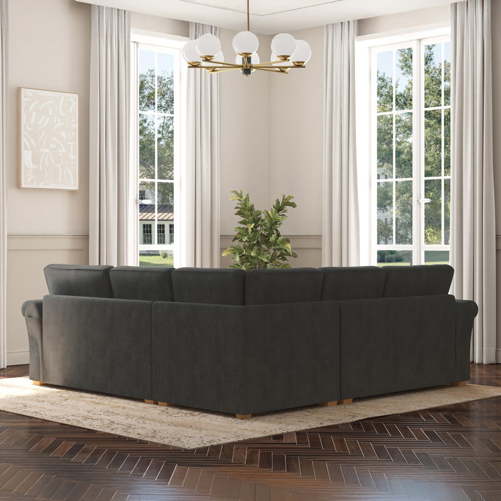 Castleacre 4 Seater Steel Plush Velvet Fixed Back Corner Sofa Image 6