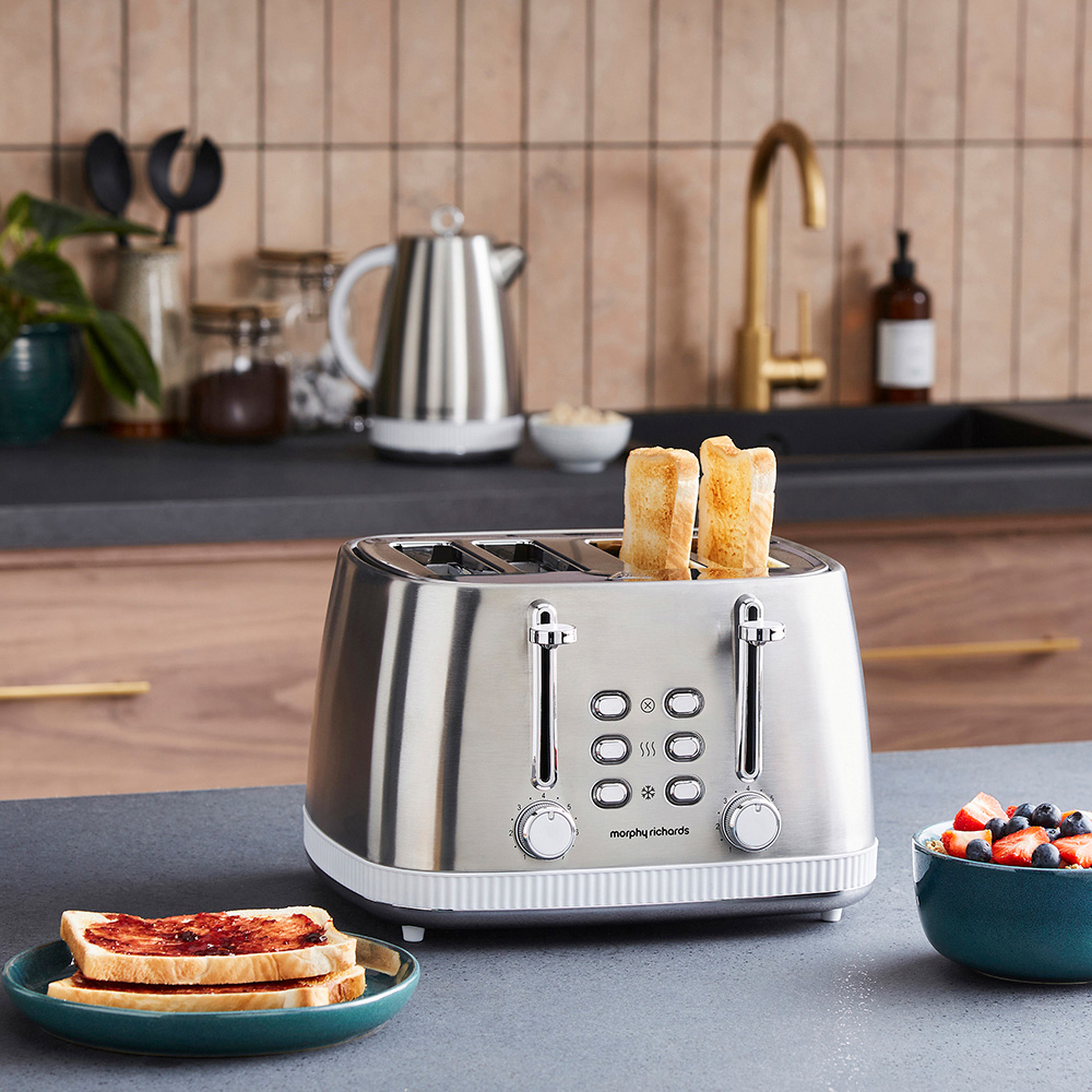 Morphy Richards Mexborough 242903 White Trim Stainless Steel 4 Slice Toaster Image 2