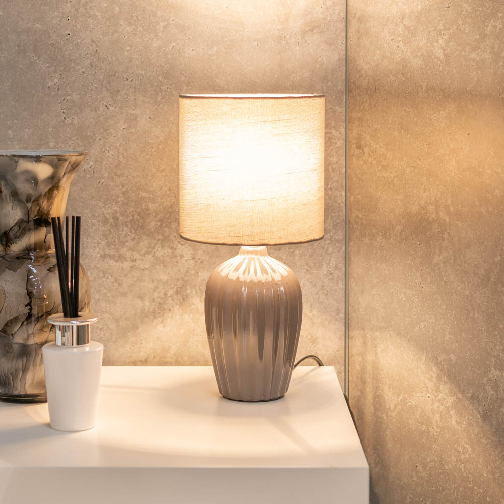 ValueLights Carbone Grey Shade Ceramic LED Table Lamp Image 2