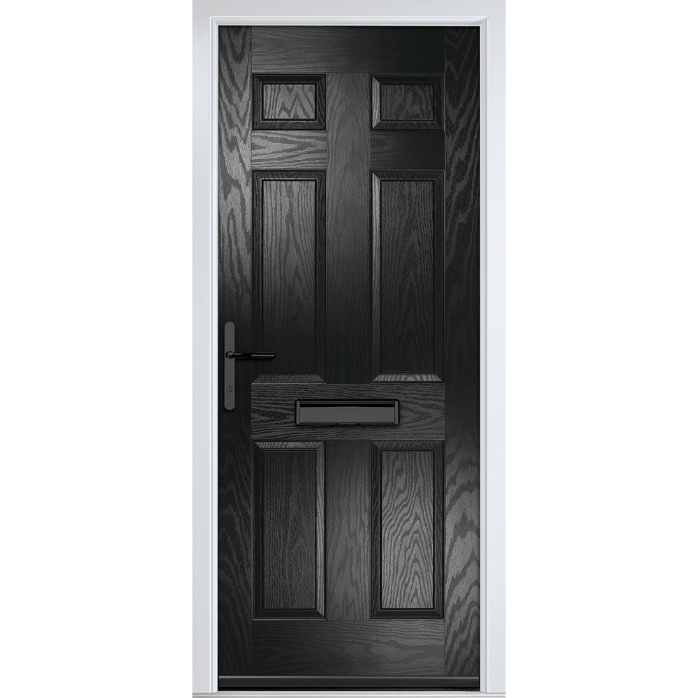 Crystal-Direct Muirfield Solid Black GRP None Glass Right Hand Open Front Door 2090 x 920mm Image 1