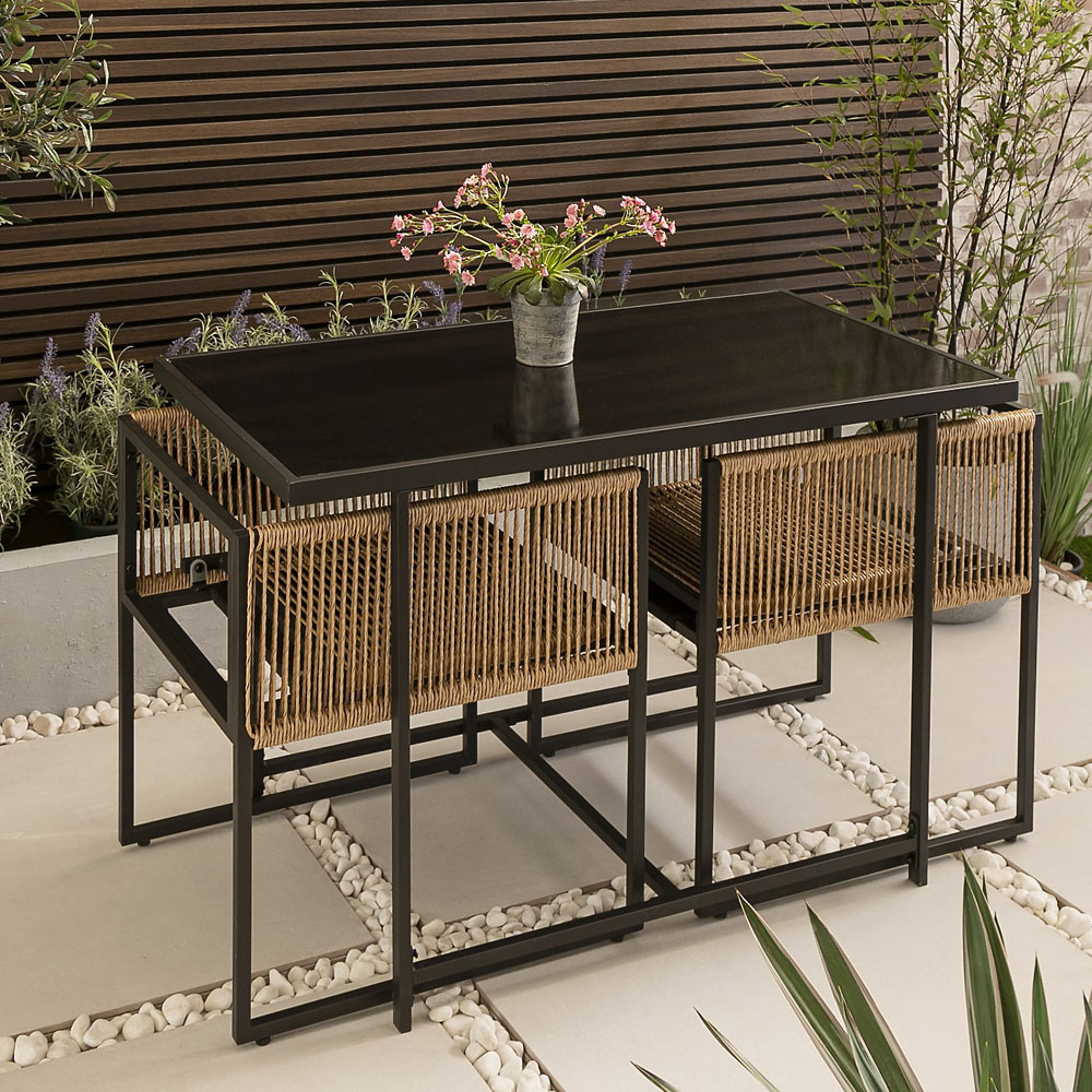 Noa and Nani Jari 2 Seater Black Rattan Garden Bistro Set Image 7