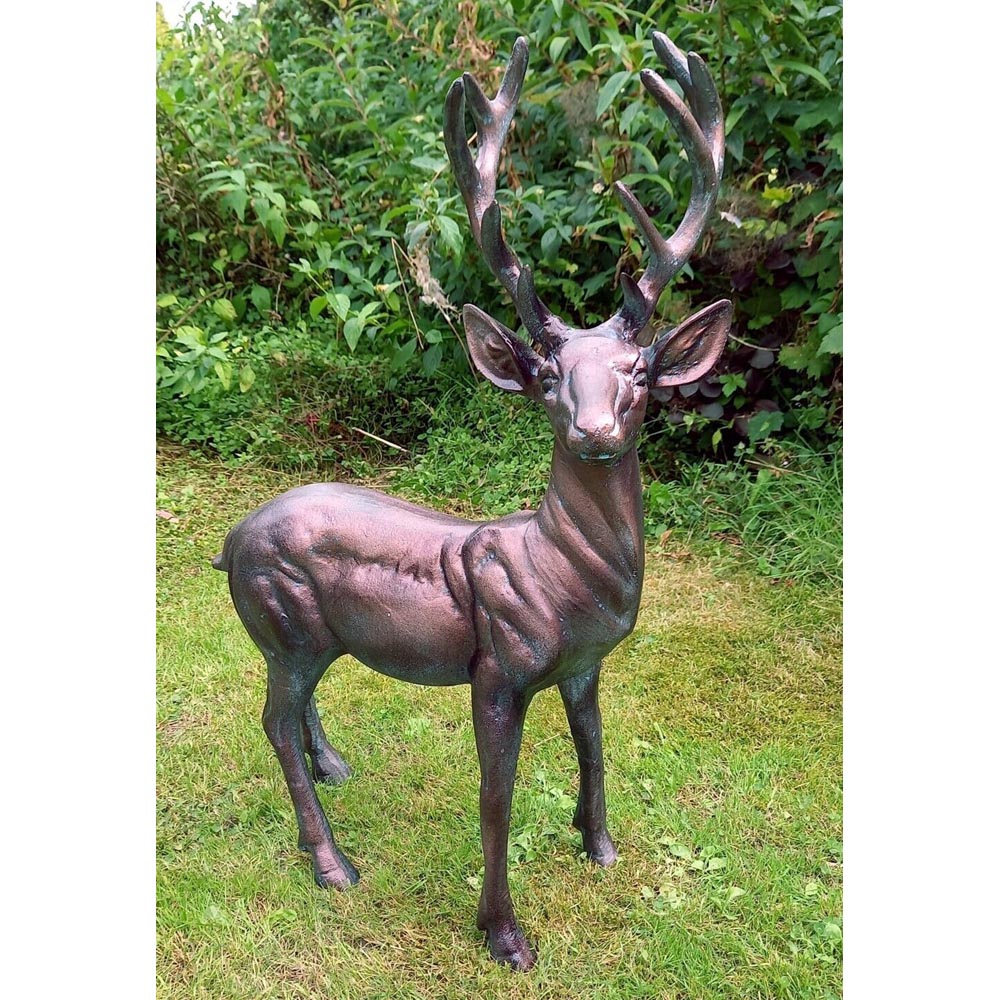 Inspirational Gifting Standing Stag Buck Cast Aluminium Garden Ornament Image 3