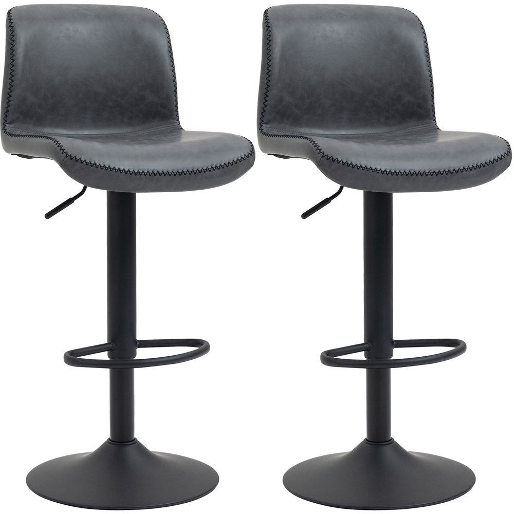 Portland Dark Grey Swivel Base Bar Stool Set of 2 Image 2