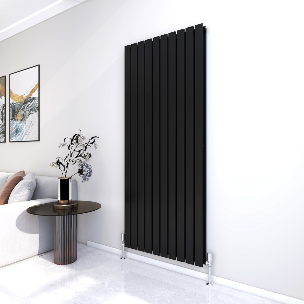 Black 10465 BTU Double Flat Panel Vertical Column Radiator 1800 x 680mm Image 2