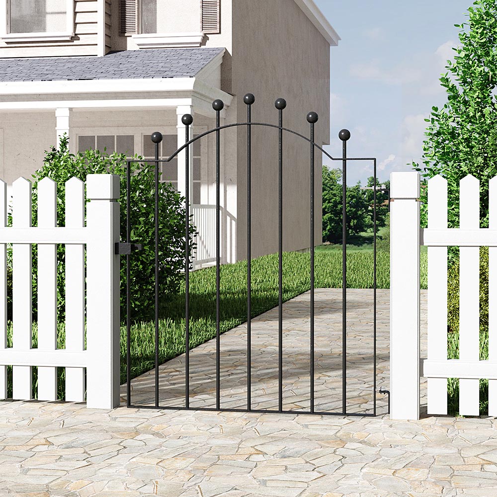 Living and Home Black Metal Rust Resistant Garden Gate 86 x 103cm Image 7