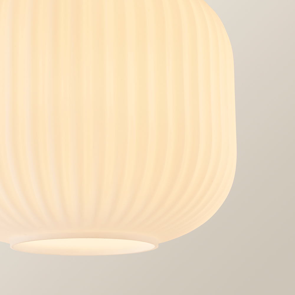 ValueLights Calpe Opal Frosted Shade Gold Stem LED Flush Ceiling Light Image 3