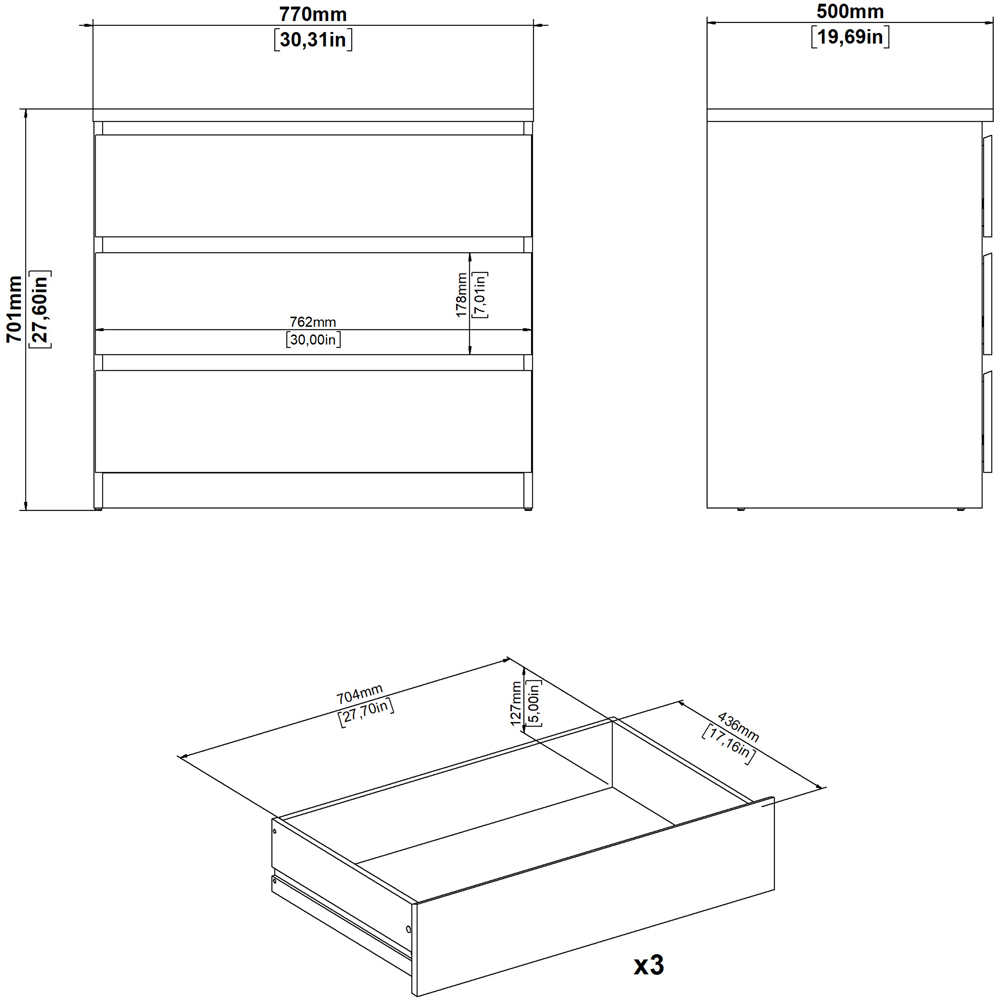 Florence Naia 3 Drawer Cashmere Jackson Hickory Chest of Drawers Image 8