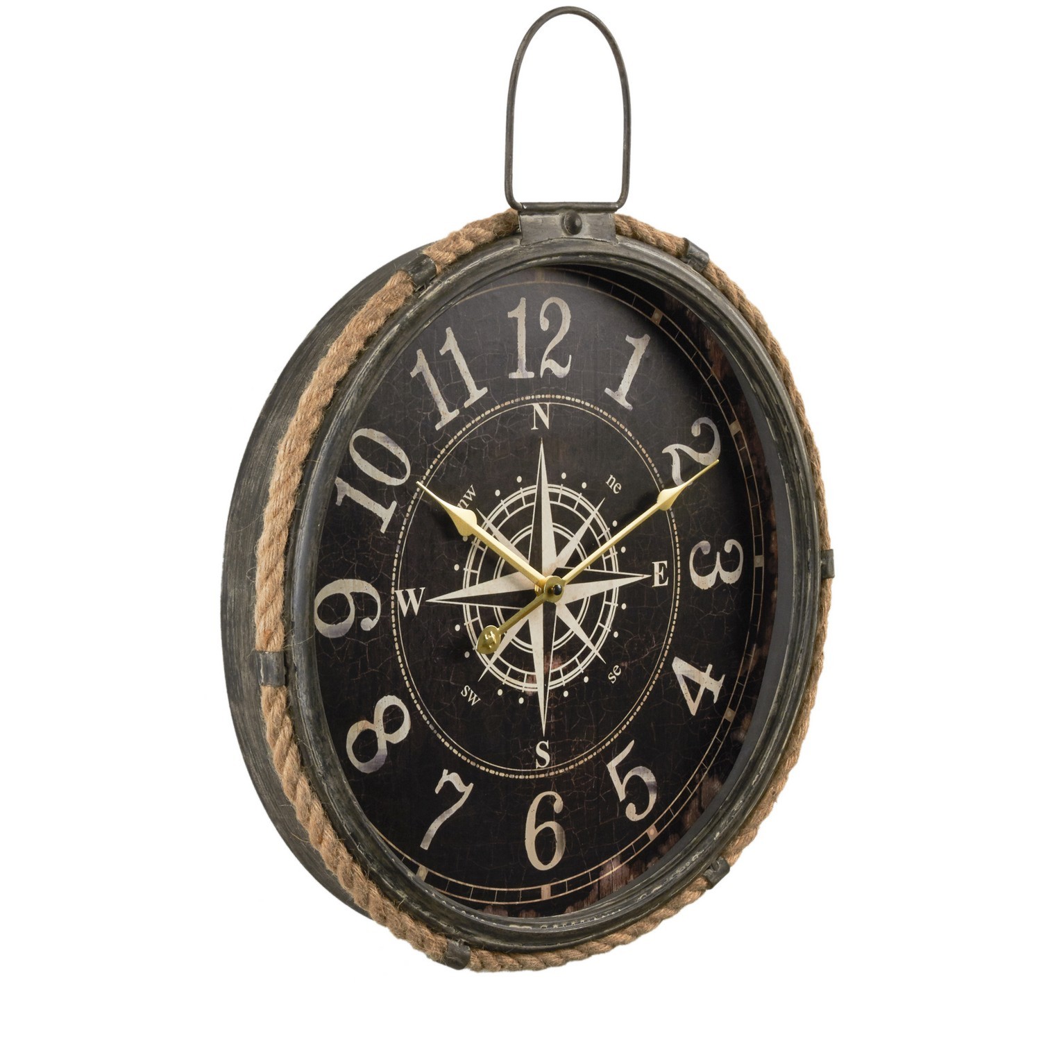 Brown Nautical Compass Round Wall Clock 58cm Image 2