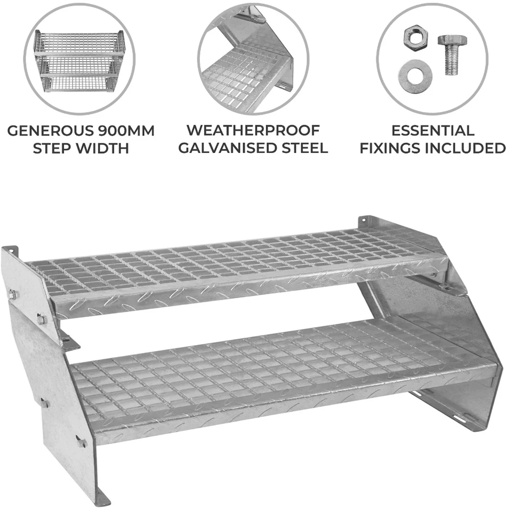Monstershop 900mm Adjustable 2 Section Galvanised Staircase Image 4