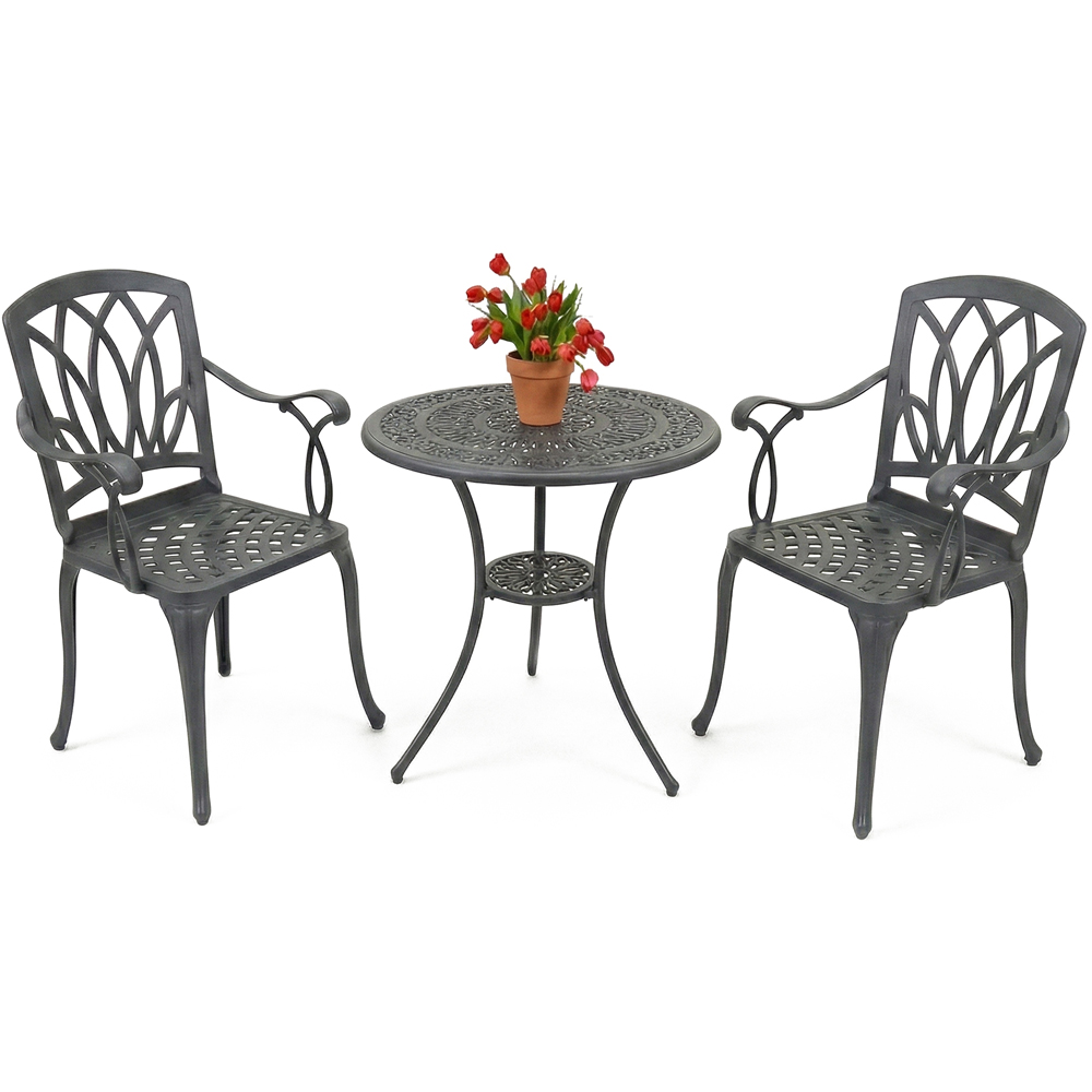 Centurion Supports Positano 2 Seater Grey Aluminium Bistro Set with Table Image 2