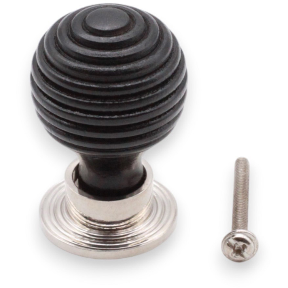 Spira Brass Ebonised Preston Polished Nickel Cupboard Knob 35mm Image 4
