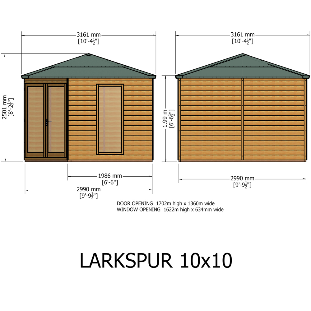 Shire Larkspur 10 x 10ft Double Door Shiplap Apex Summerhouse Image 7