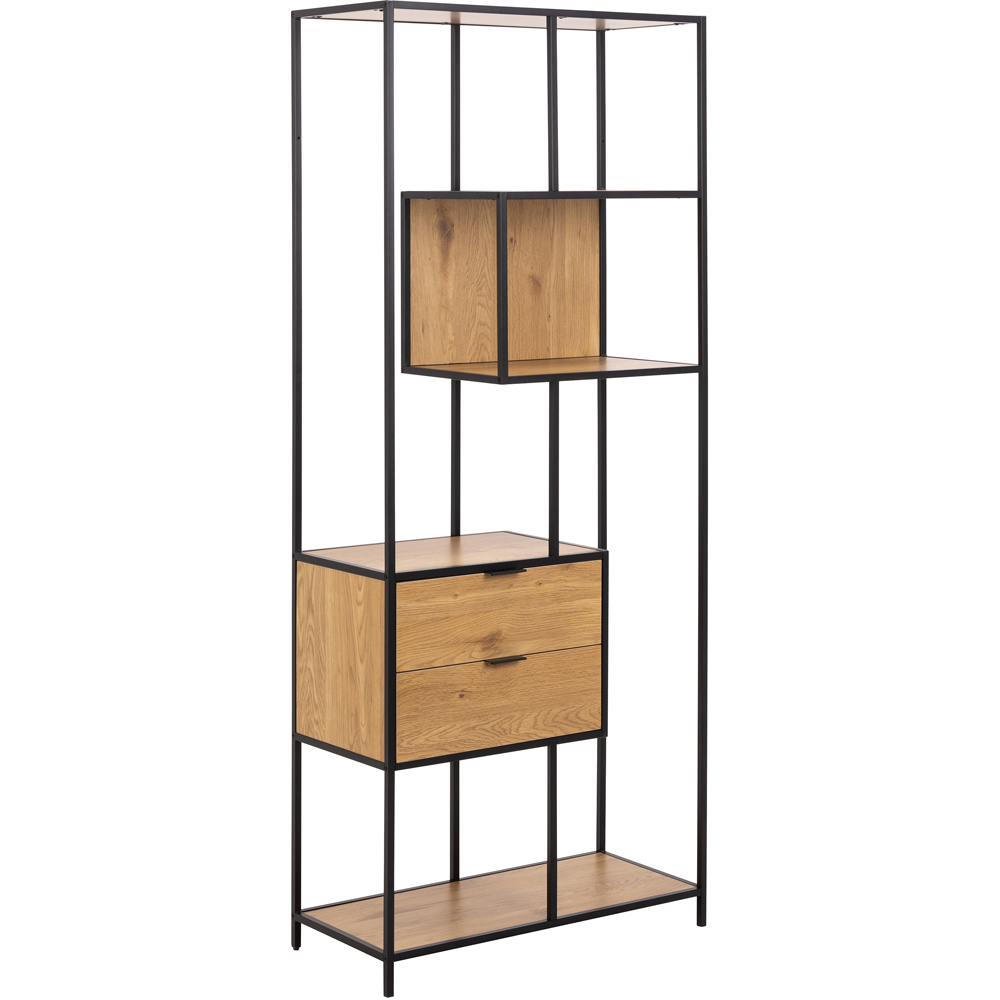 Florence Seaford 2 Drawer 4 Shelf Wild Oak Metal Bookcase Image 2