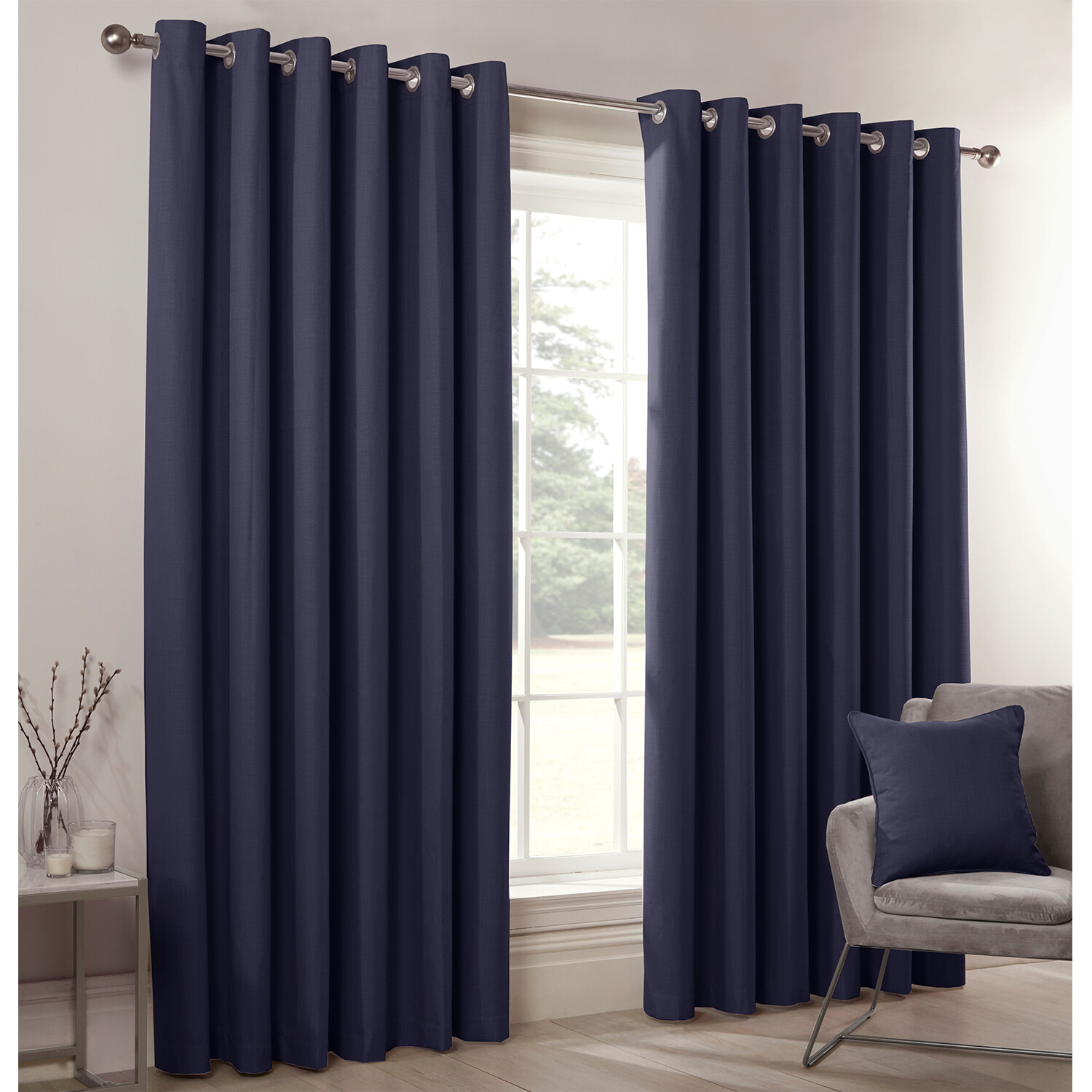 Divante Hoxton Navy Blackout Eyelet Curtains 229cm Image 2