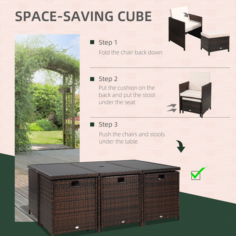 Outsunny Rattan 10 Seater Dining Set Brown Image 4