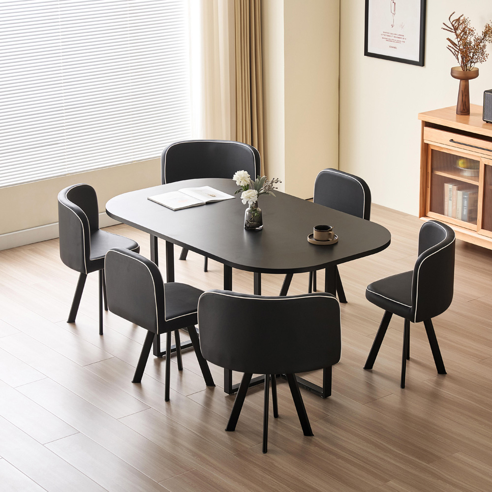 Comfy Living 6 Seater Dining Set Black Image 3