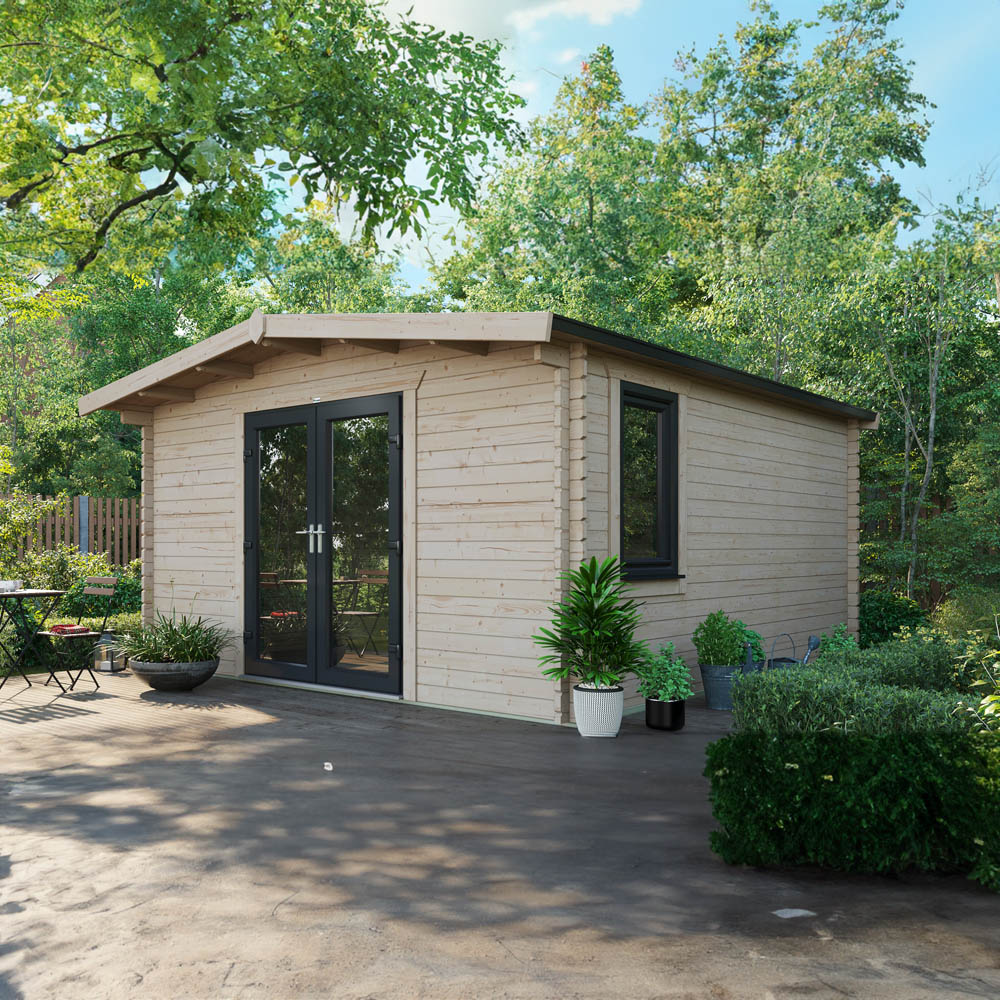 Power Sheds 16 x 14ft Centre Double Door Chalet Log Cabin Image 2