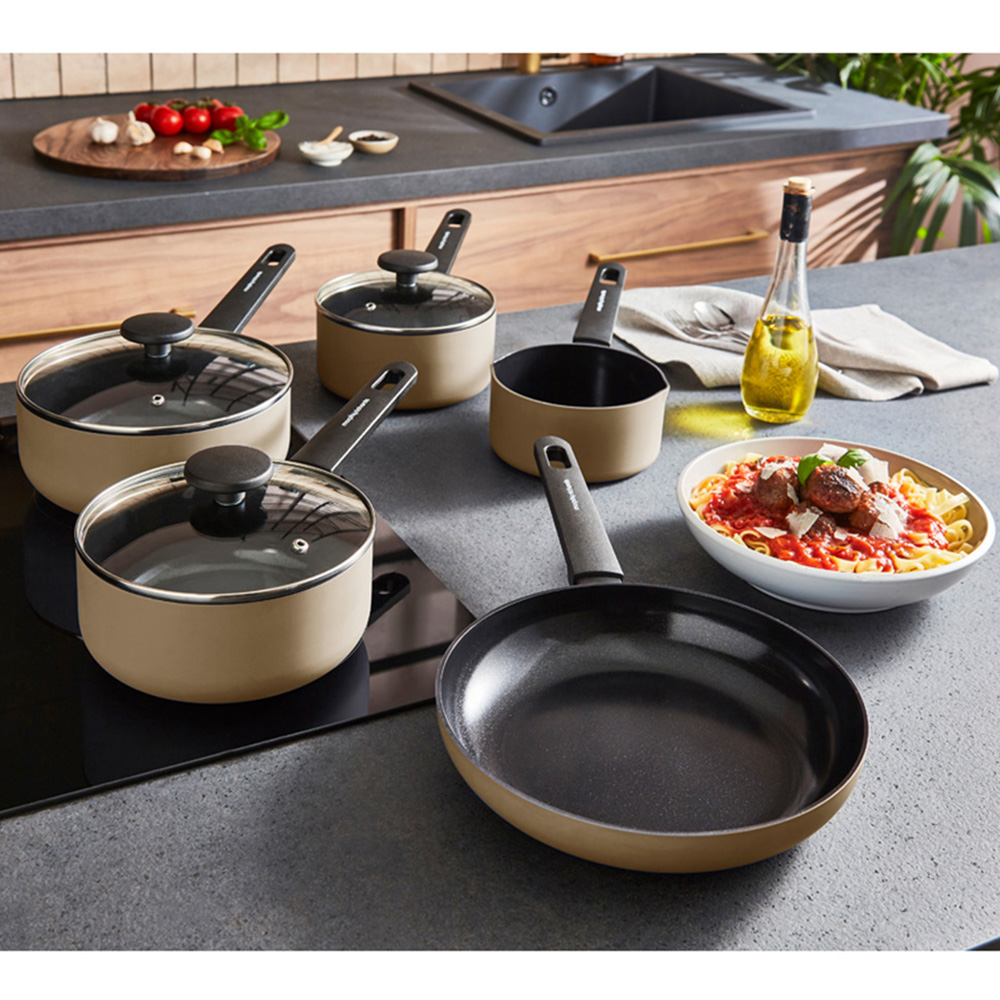 Morphy Richards Cream Recycled Aluminium 5 Piece Saucepan Set Image 2