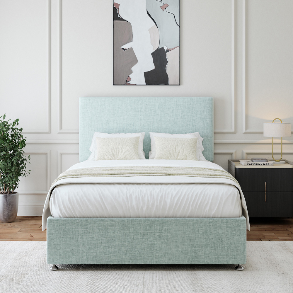 Bedmaster King Size Duck Egg Linen Divan Base with Valencia Headboard Image 2
