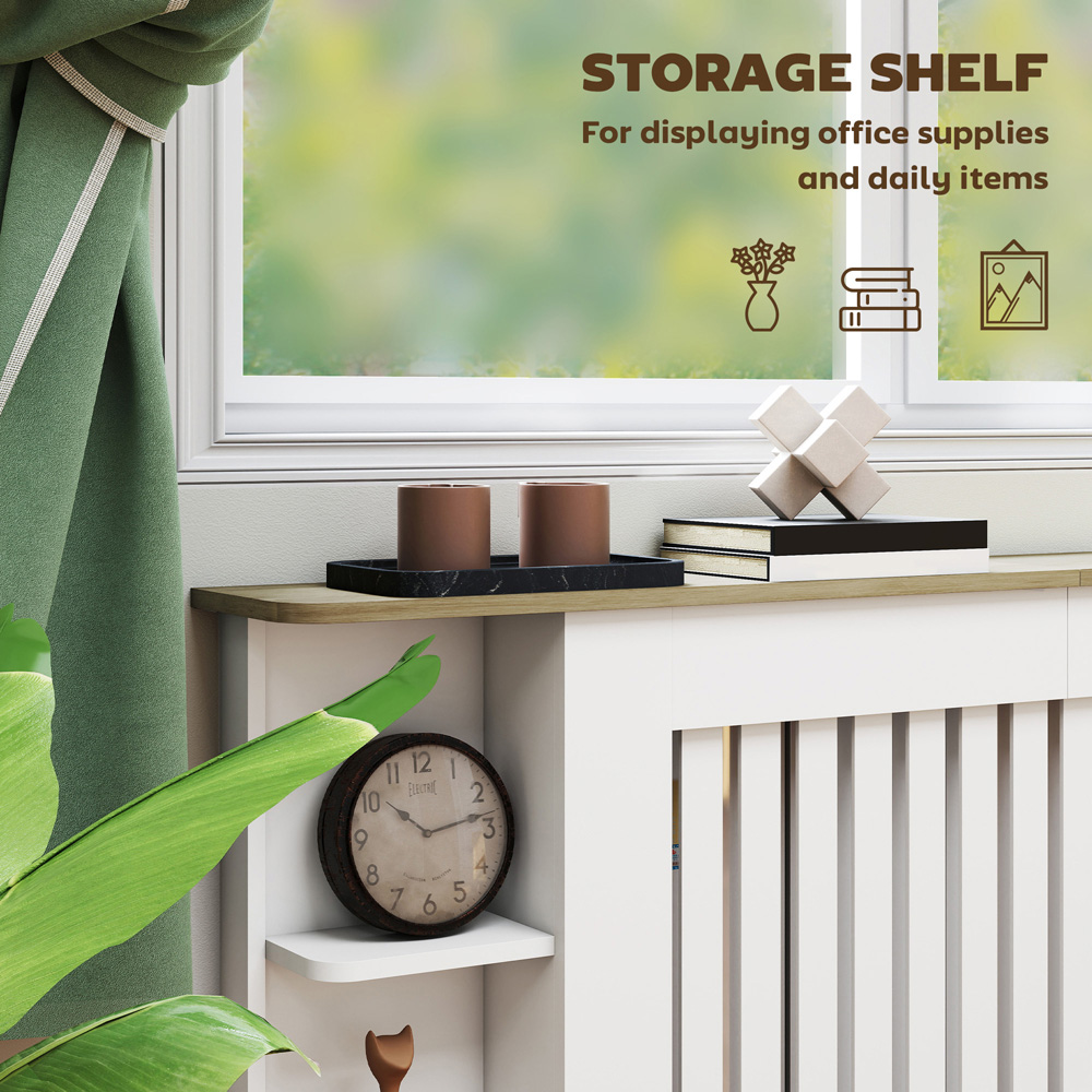 HOMCOM White Vertical Slatted Extra Large Heater Cover Image 6