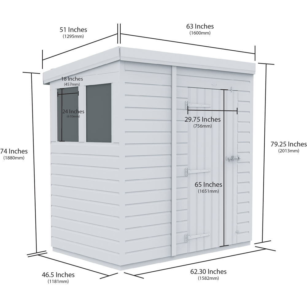 DIY Sheds 5 x 4ft Tongue and Groove Timber Pent Garden Shed Image 9