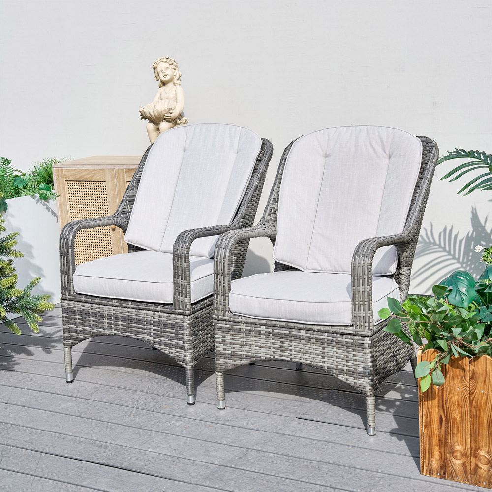 Direct Wicker Set of 2 Grey PE Rattan Outdoor Dining Chairs Image 3