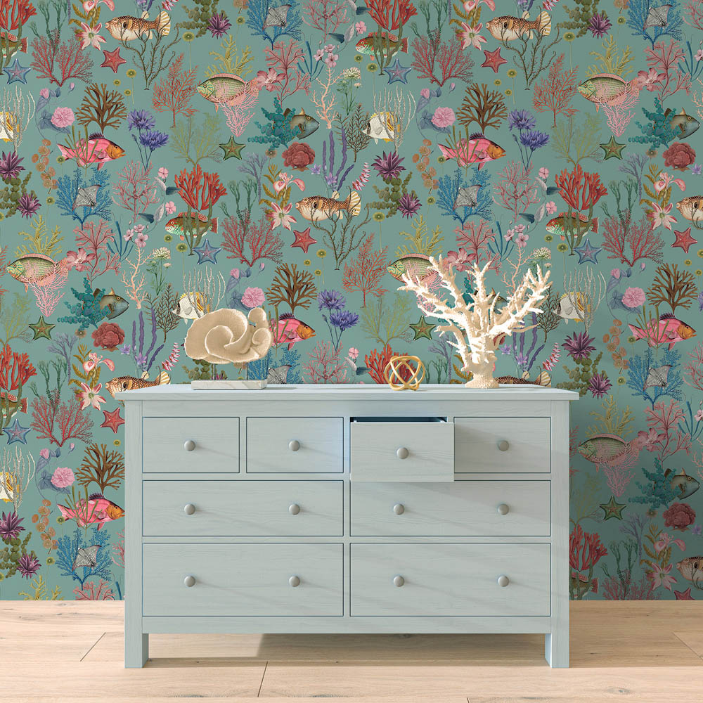 Holden Decor Cora Soft Aqua Wallpaper Image 2