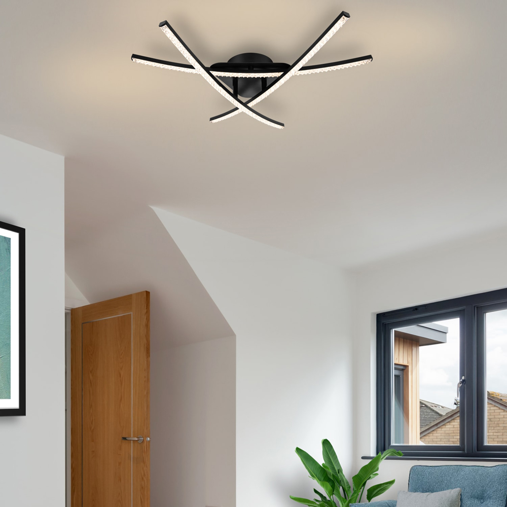 Cosylyte Samford 3 Light Beaded Matt Black LED Flush Ceiling Light Image 6