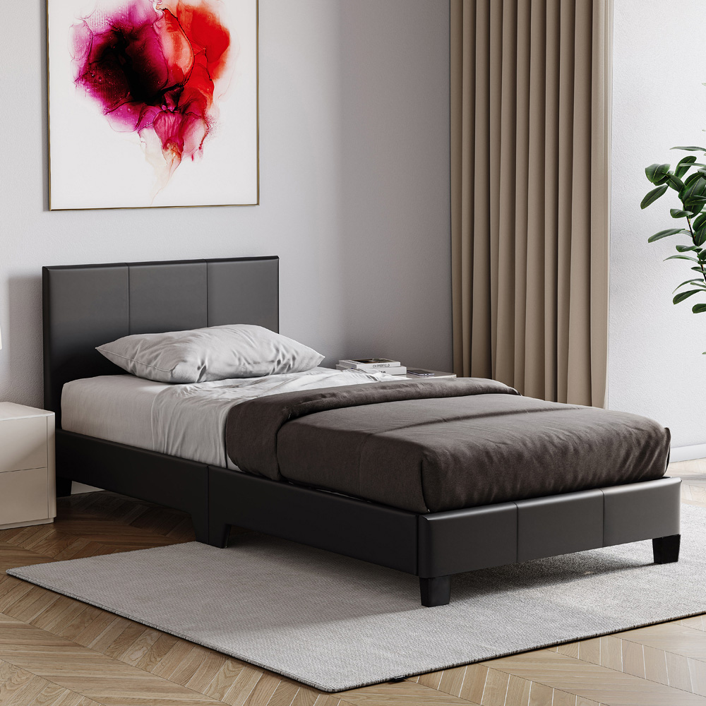Vida Designs Lisbon Single Black Faux Leather Bed Frame Image 5