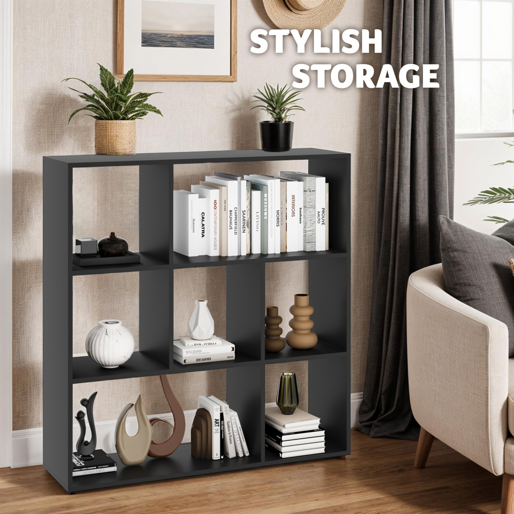 tectake Tartu 7 Shelf Black Bookshelf Image 7