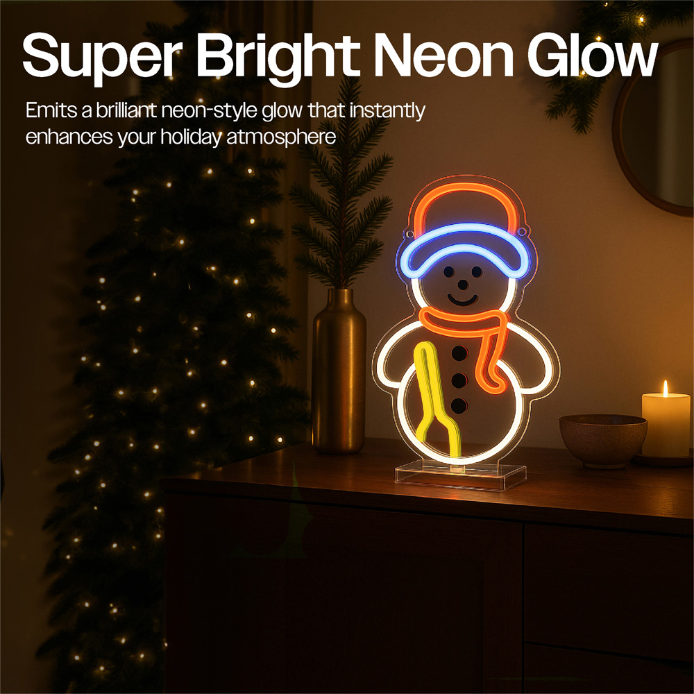 Xmas Haus Neon LED Wall Mountable Snowman 29 x 17cm Image 4