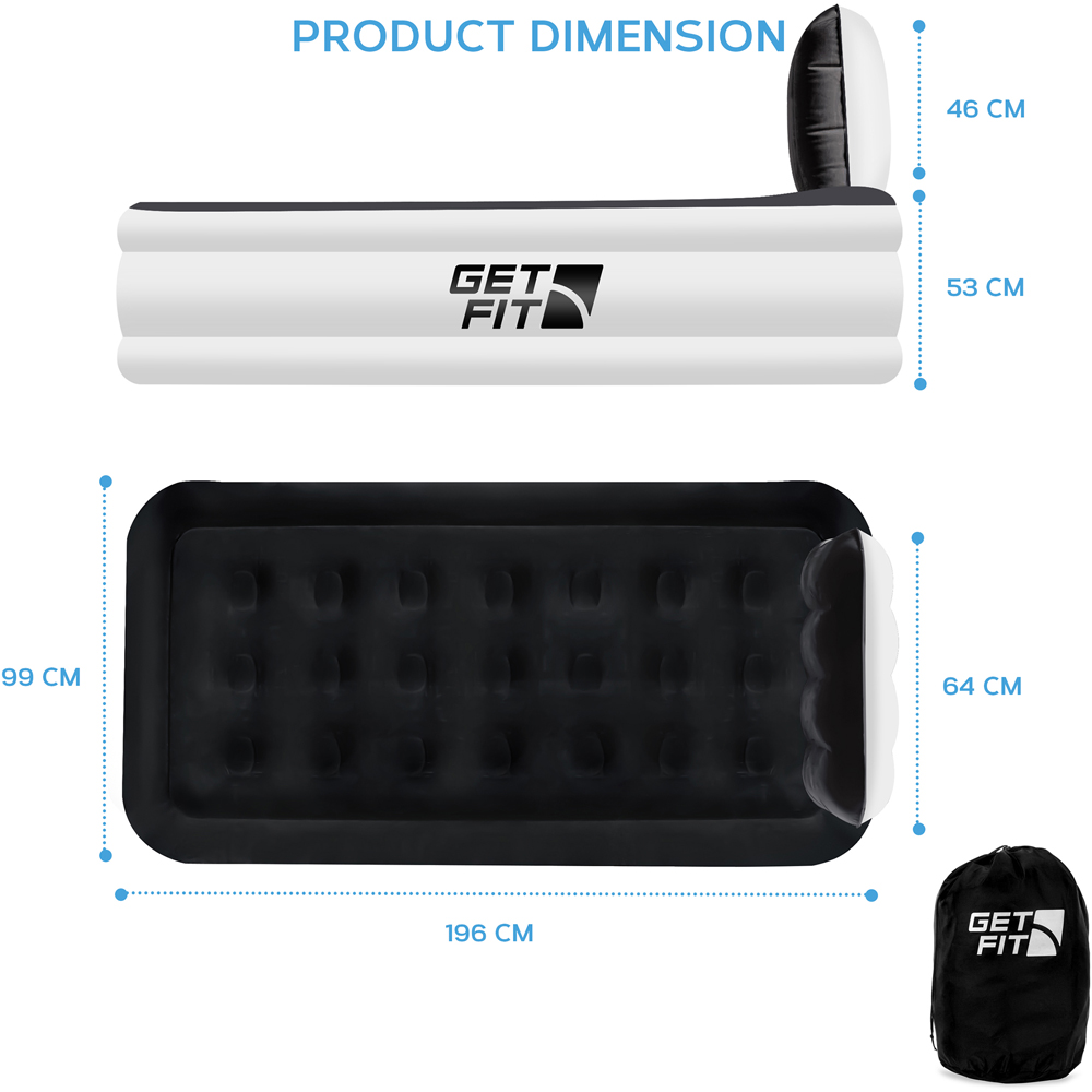 Get Fit White Black Single Inflatable Air Bed with Built-in Electric Pump and Headboard Image 8