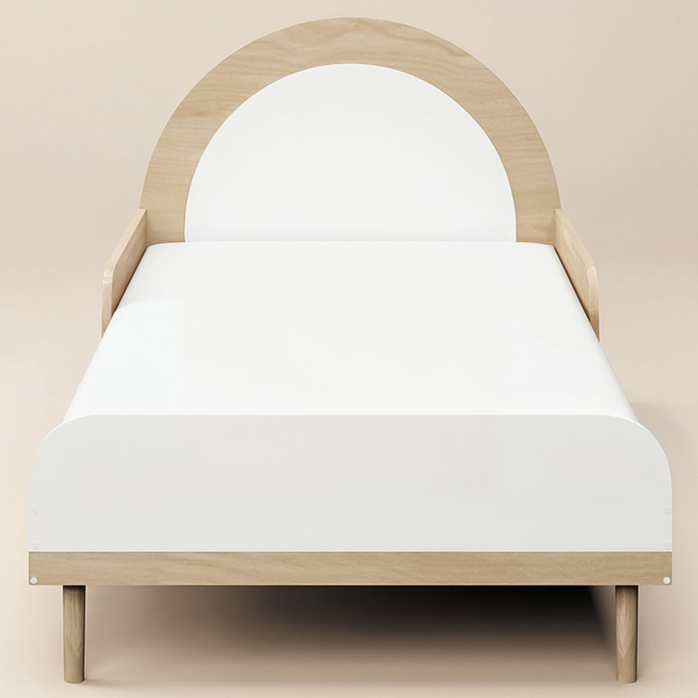 Flair Noah Single Oak and White Bed with Curved Headboard Image 3