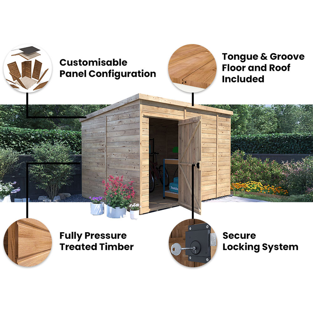 Dunster House Overlord 10 x 8ft Modular Brown Heavy Duty Pent Garden Shed Image 4