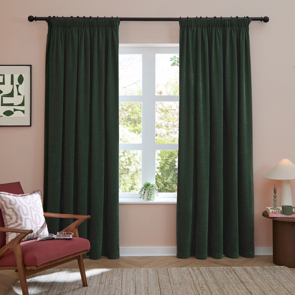 Furn Soft Chenille Bottle Blackout Pencil Pleat Curtains 229 x 183cm Image 4