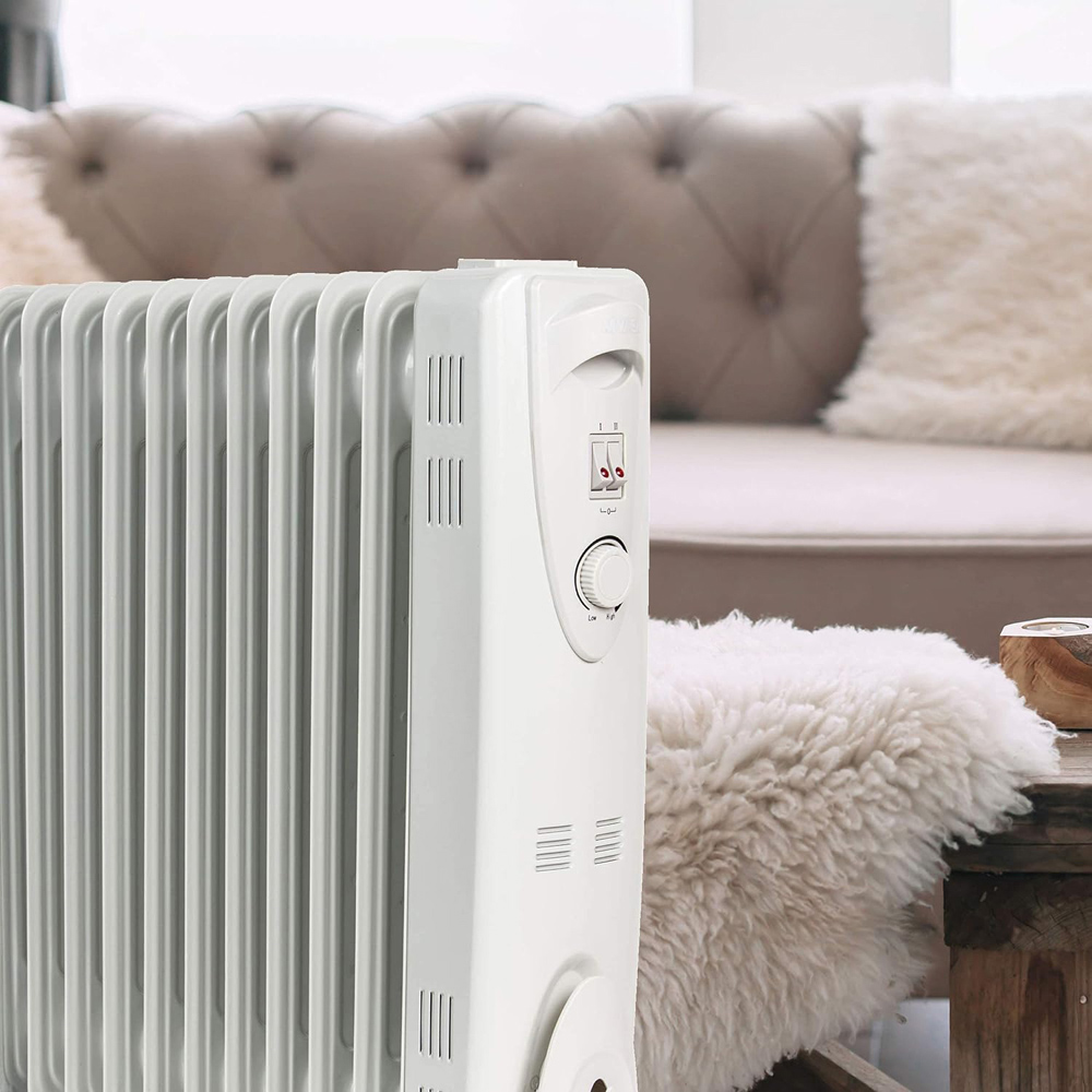 Mylek White Oil Filled Heater with Adjustable Thermostat and Timer 2500W Image 5
