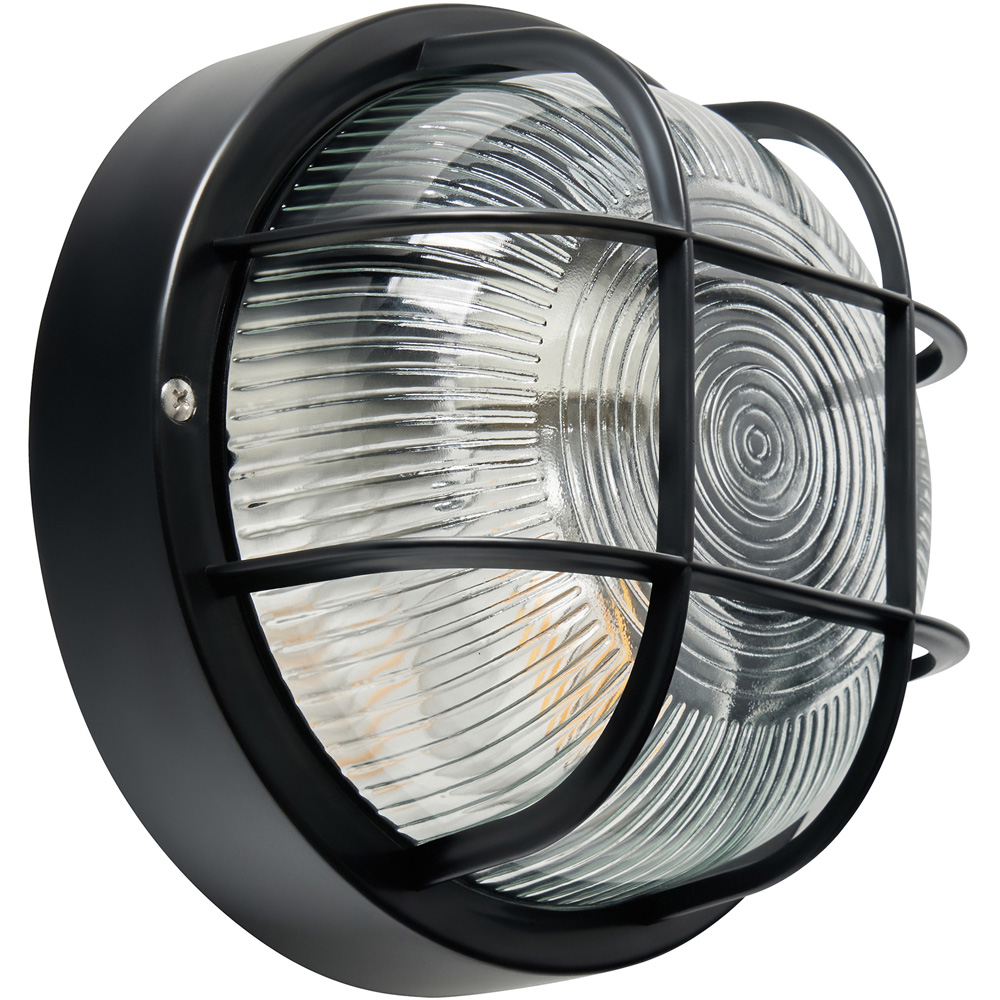 Coast Muna Black Round Caged Bulkhead Wall Light Image 1