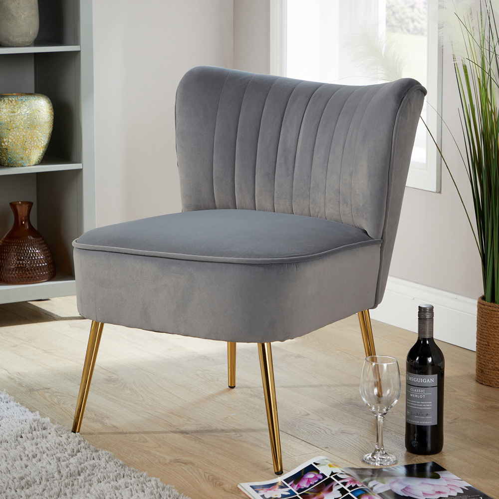Home Source Danville Grey Velvet Armless Accent Chair Image 6