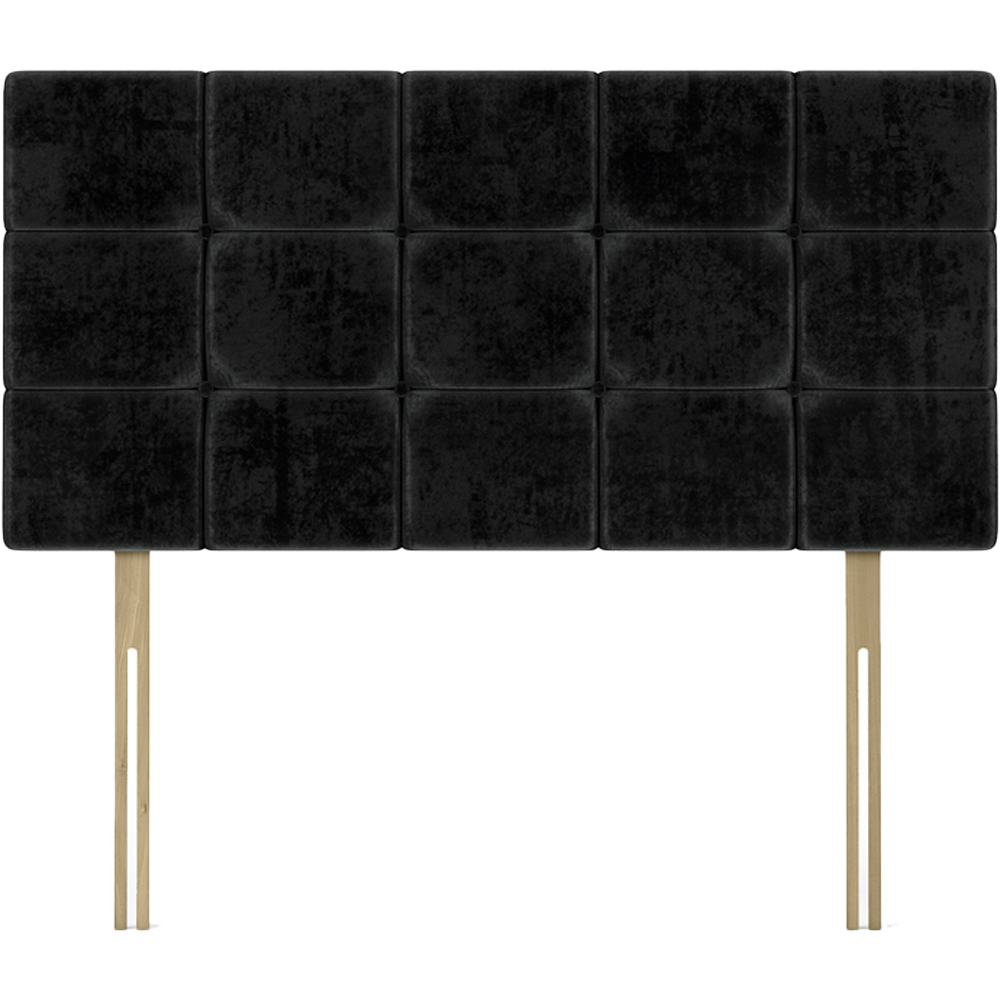 Bedmaster Single Black Naples Velvet Pearl Squared Headboard Image 2