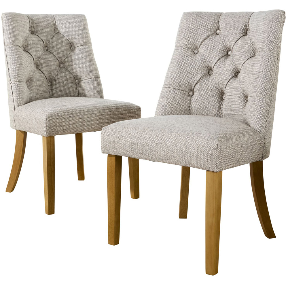 Home Source Samara Set of 2 Natural Tufted Dining Chair Image 2
