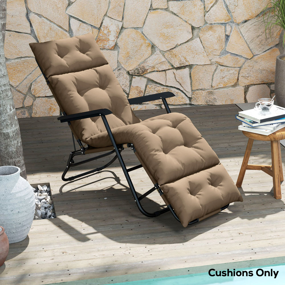 Outsunny Khaki Sun Lounger Cushion 190 x 56cm Image 3