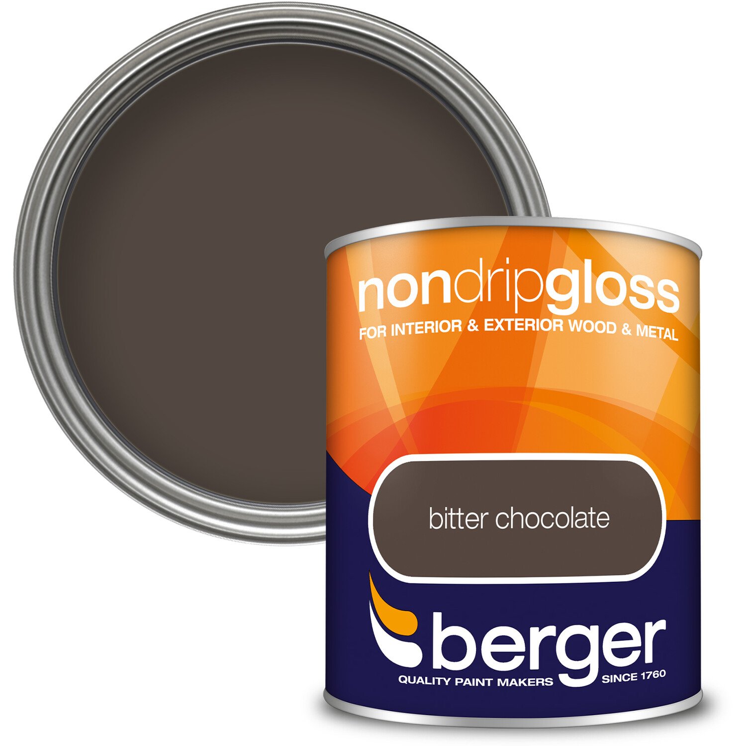 Berger Wood & Metal Bitter Chocolate Non Drip Gloss Paint 750ml Image 1