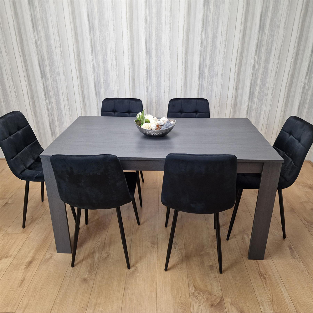 Portland 6 Seater Dining Set Dark Grey and Black Image 3