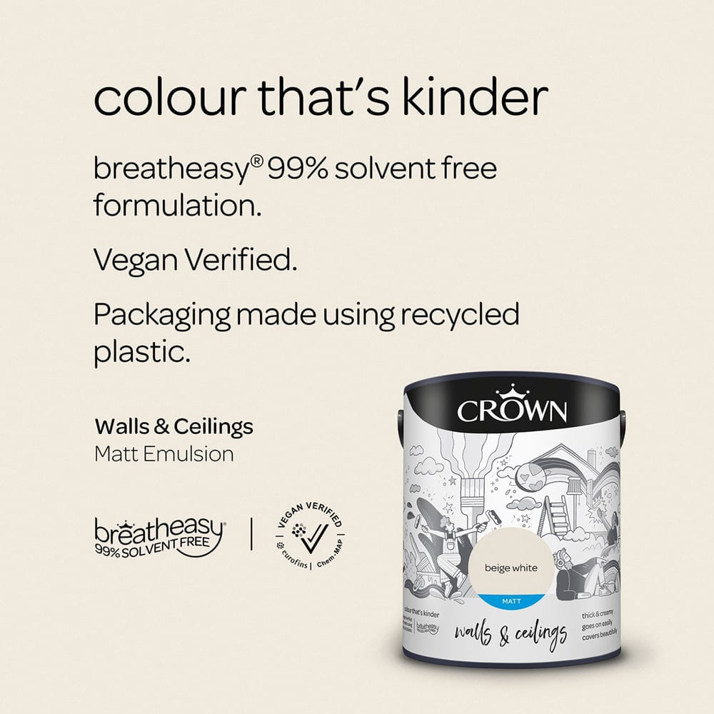 Crown Matt Emulsion Paint 5L - Beige White Image 9