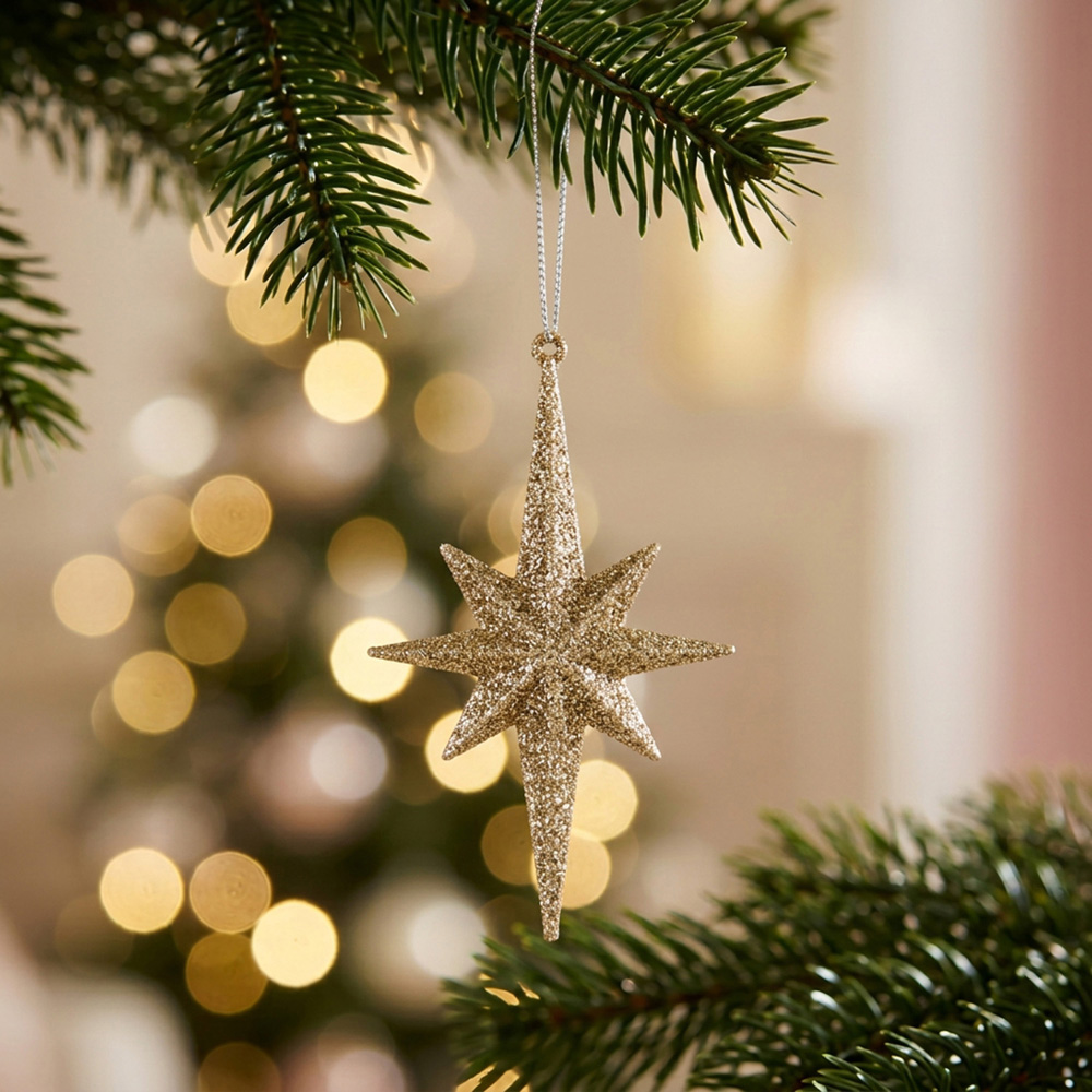 Single 8 Point Star Hanging Decoration 4 Pack in Assorted styles Image 2